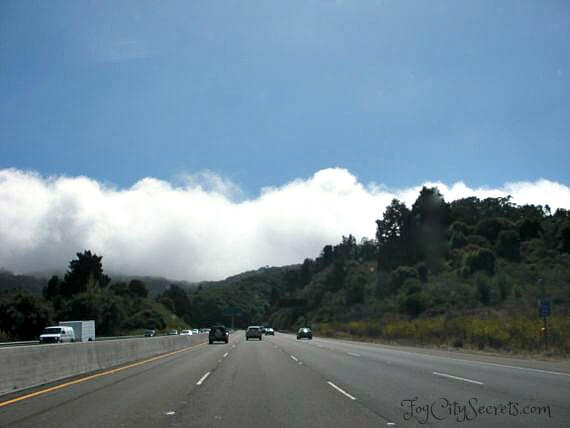 San Francisco fog coming in, Marin County view