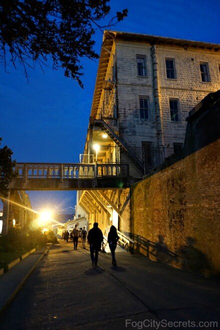 Alcatraz night tour, walkway under bridge
