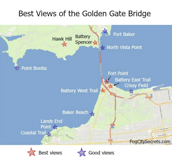 Best Views Golden Gate Bridge Map 