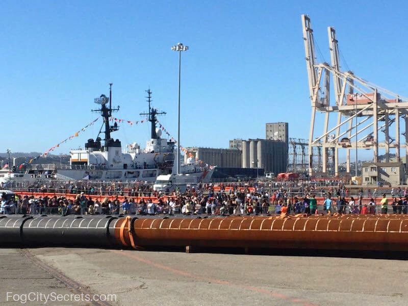 Long line to board US Navy ships during SF Fleet Week