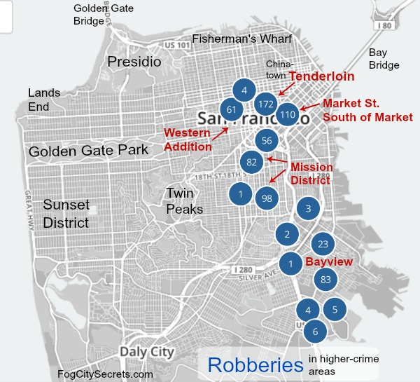 crime francisco san areas robberies sf map showing safe numbers higher local