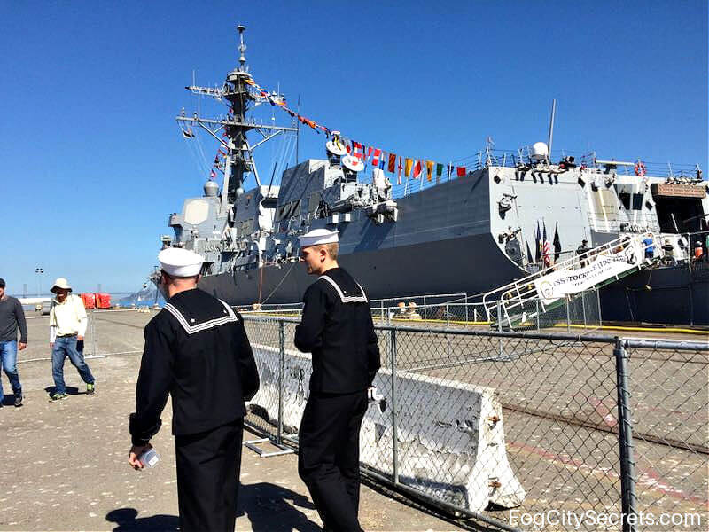 US Navy sailors at ship tours SF Fleet Week